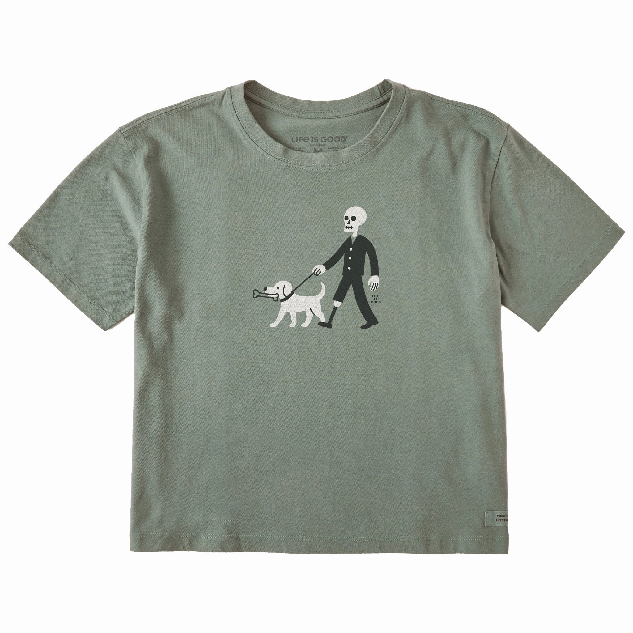 Casual Flex Wear Women's Skeleton Walk Short Sleeve Crusher Boxy Tee