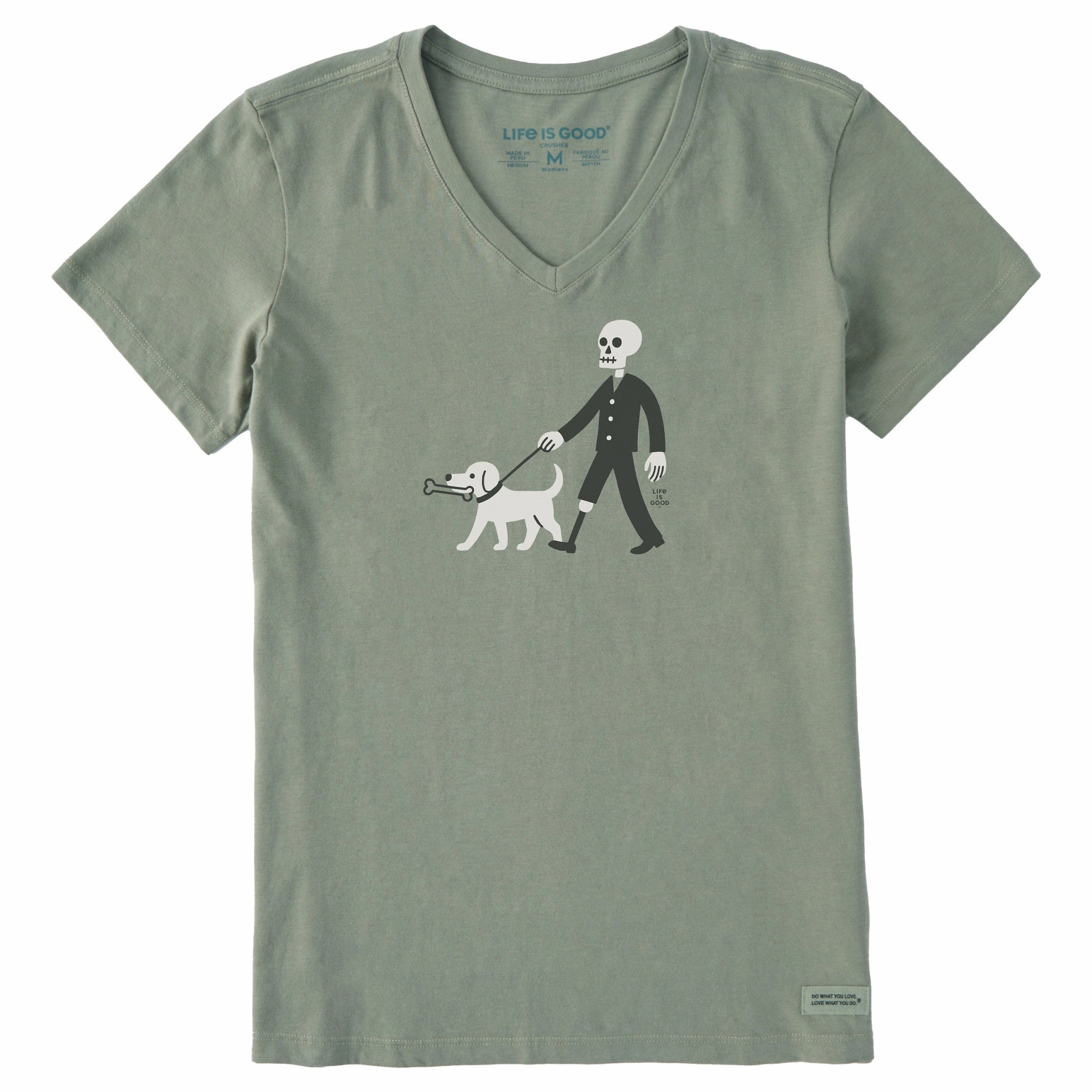 Women's Skeleton Walk Short Sleeve Crusher Vee Cozy Stretch Fit