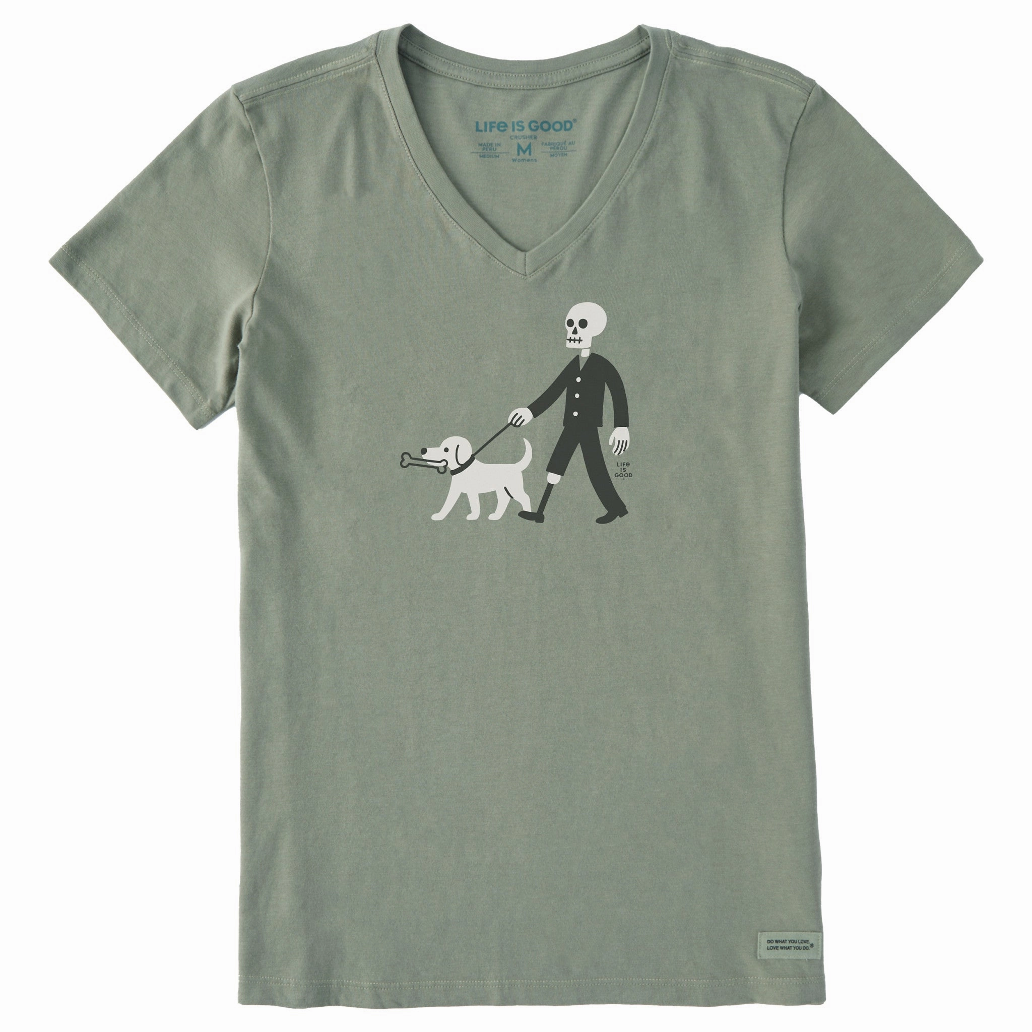 Women's Skeleton Walk Short Sleeve Crusher Vee Minimalist Stitching