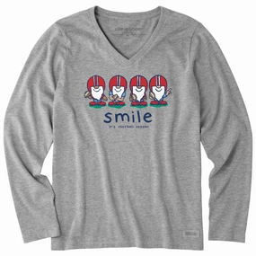 Breathable Material Women's Smile - It's Football Season Gnomes Long Sleeve Crusher Vee