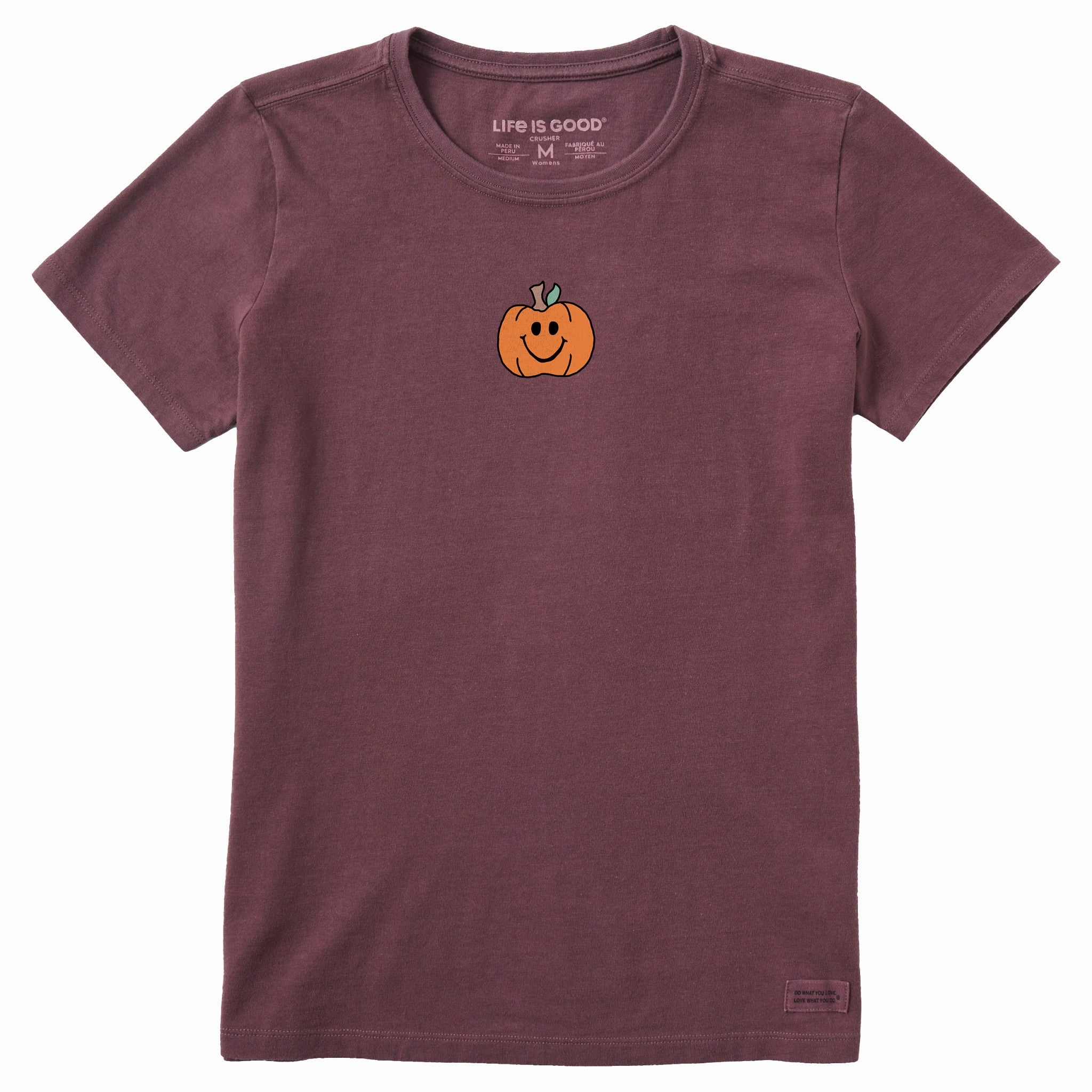 TemperatureControl Fabric Odor Resistant Material Women's Smiley Pumpkin Short Sleeve Crusher Tee