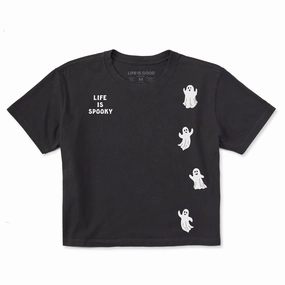 Cozy Apparel Women's Spooky Ghosts Short Sleeve Crusher Boxy Tee