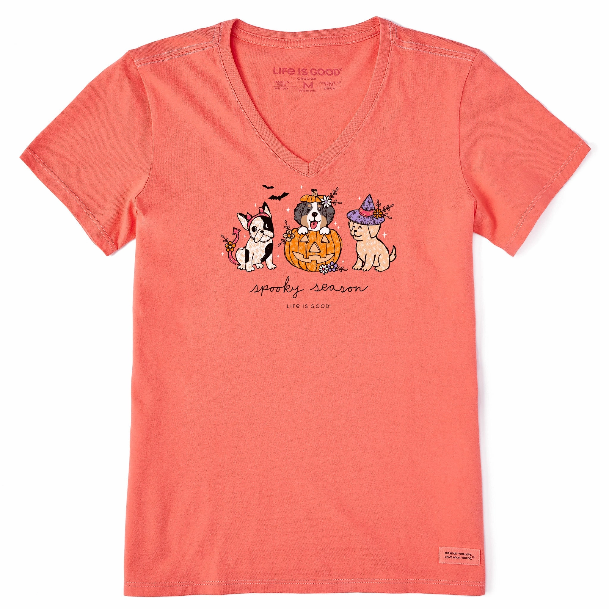 Casual Layer Look Fuzz Free Surface Women's Spooky Season Pups Short Sleeve Crusher Vee