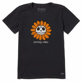 Women's Spooky Vibes Skelaflower Short Sleeve Crusher Tee anniversary