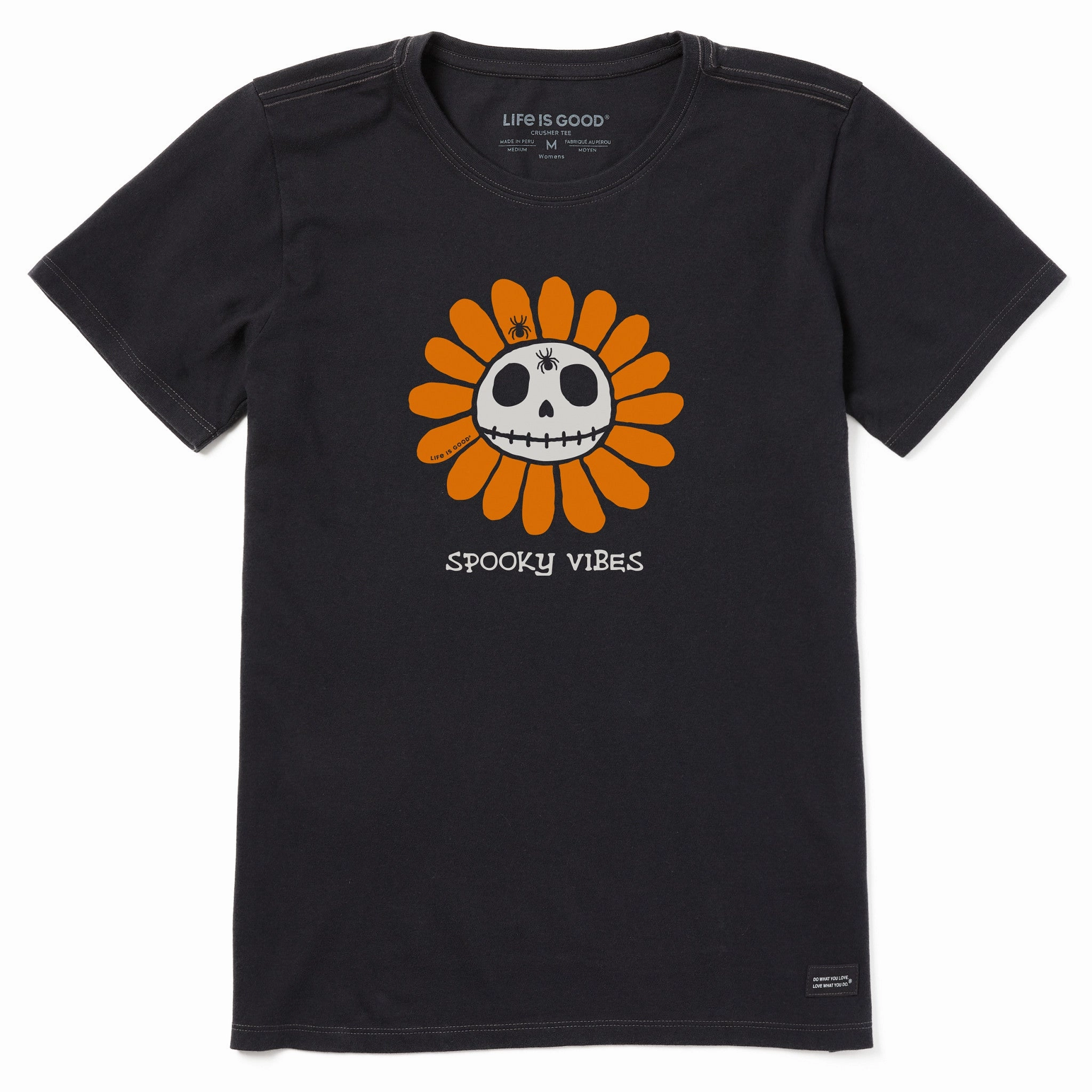 Women's Spooky Vibes Skelaflower Short Sleeve Crusher Tee anniversary