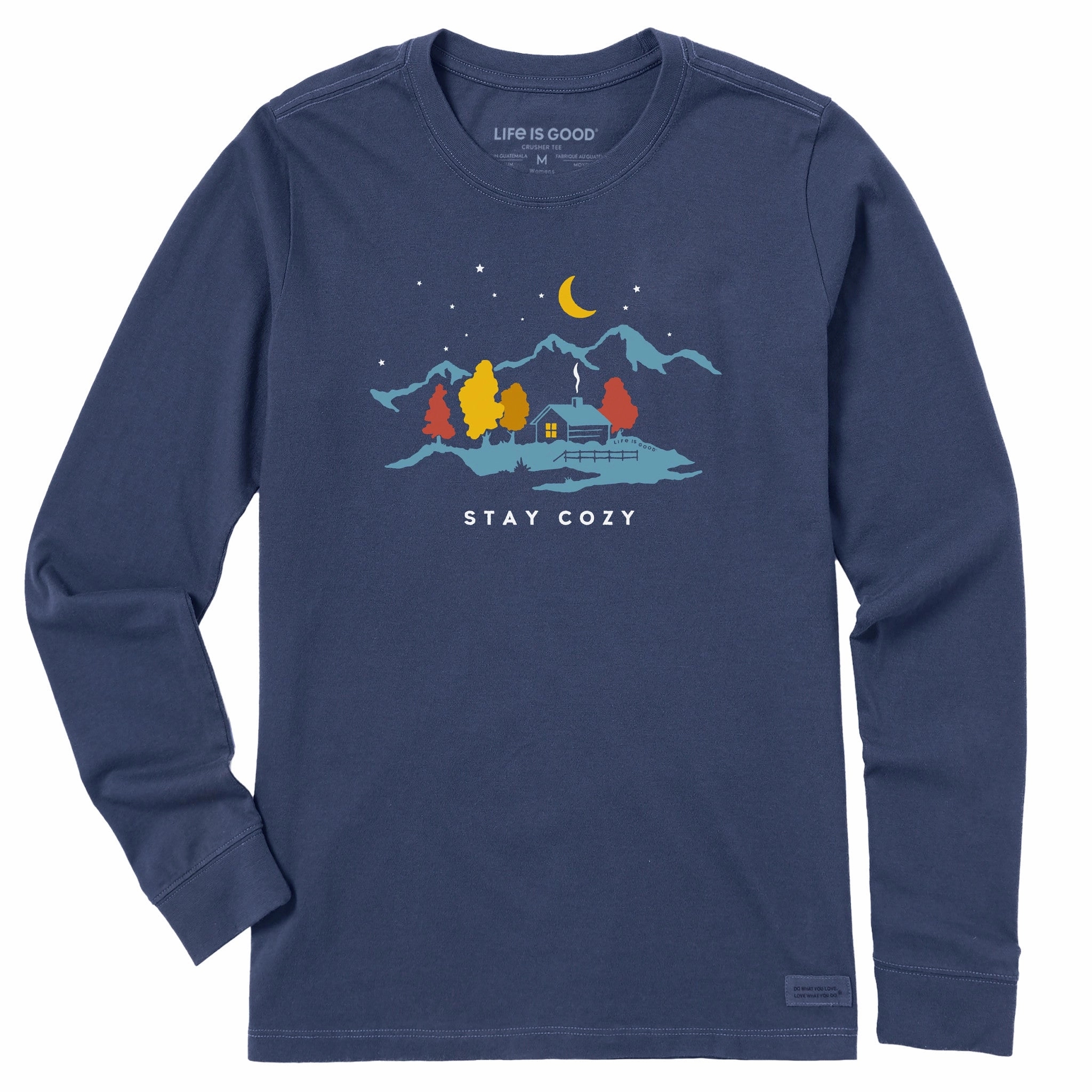 hypoallergenic Crew Neck Design Women's Stay Cozy Cabin Long Sleeve Crusher Tee