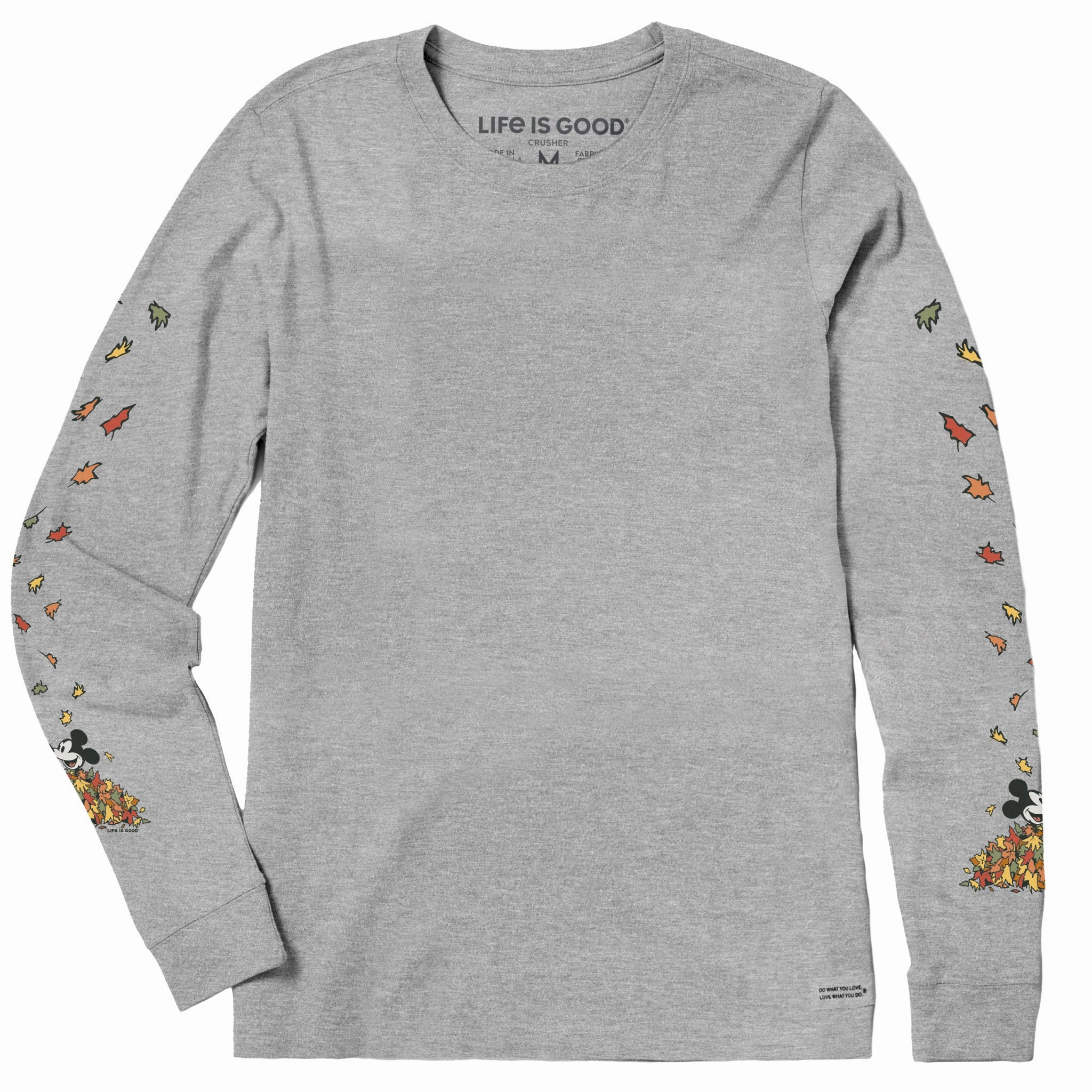 Holiday Comfort Style Movie Night Women's Steamboat Willie Leaf Pile Long Sleeve Crusher Tee