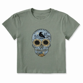 Stylish piece Durable Colorfast Finish Women's Sunflower Skull Crusher-LITE Shrunken Tee