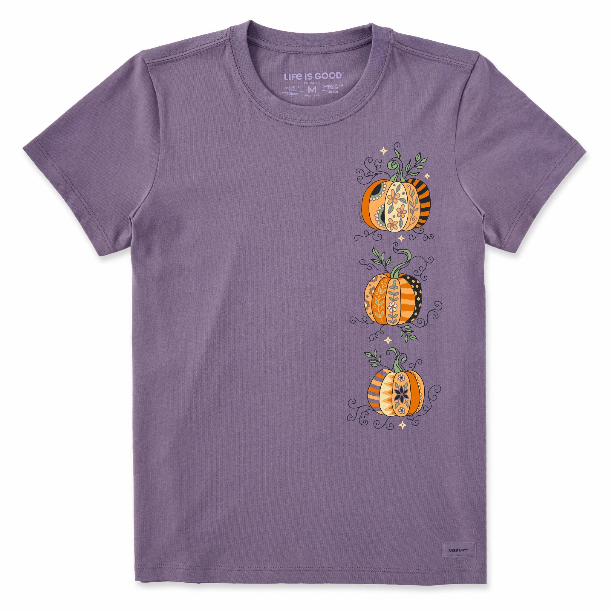 graduation Women's Three Patchwork Pumpkins Short Sleeve Crusher Tee