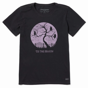 Women's Tis The Season Crows Short Sleeve Tee Flexible Cuff Design Seam Free Edging