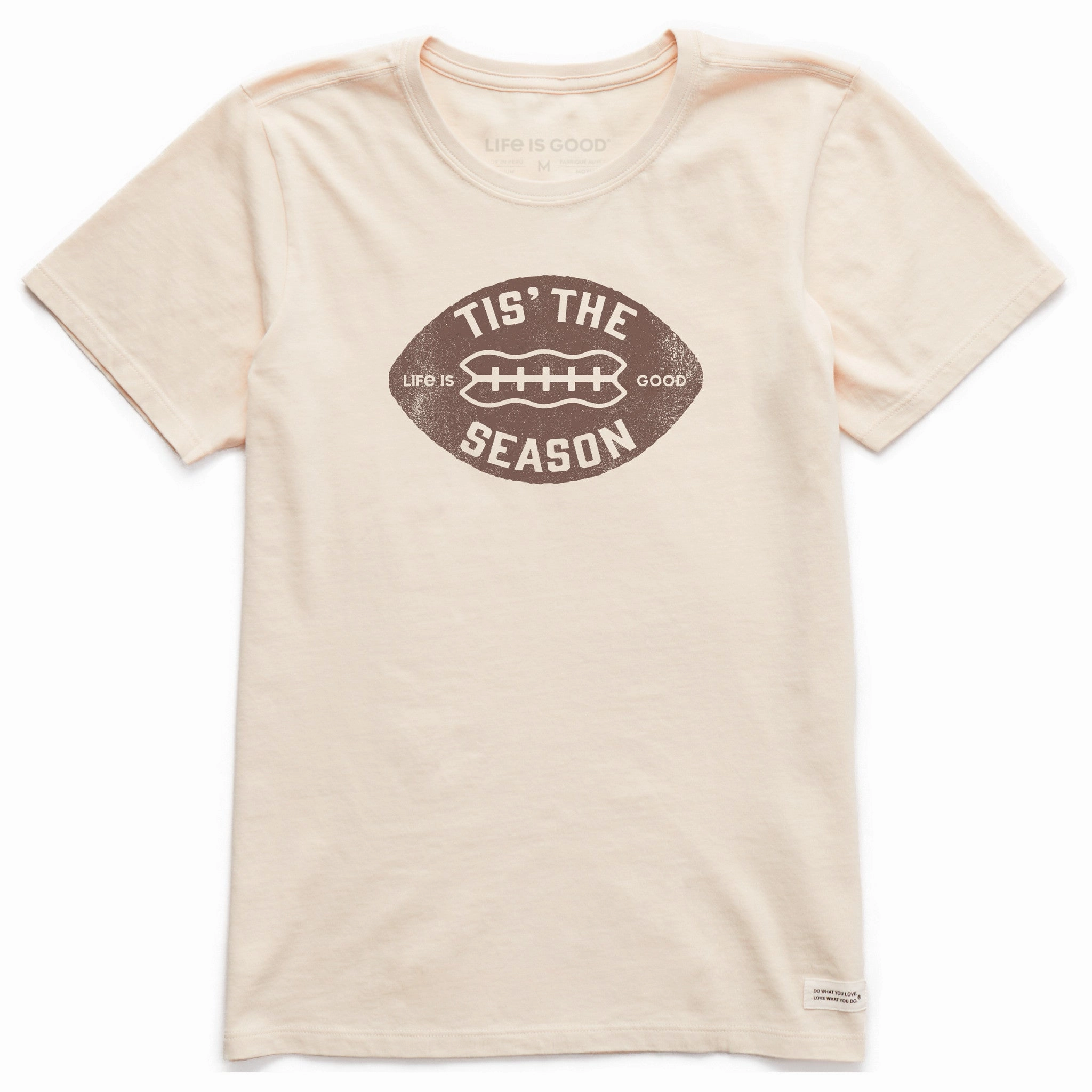 Women's Tis the Season Football Shape Short Sleeve Crusher Tee Minimal Look Structured silhouette