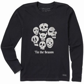 Women's Tis the Season Skulls Long Sleeve Crusher Tee OdorResistantTechnology