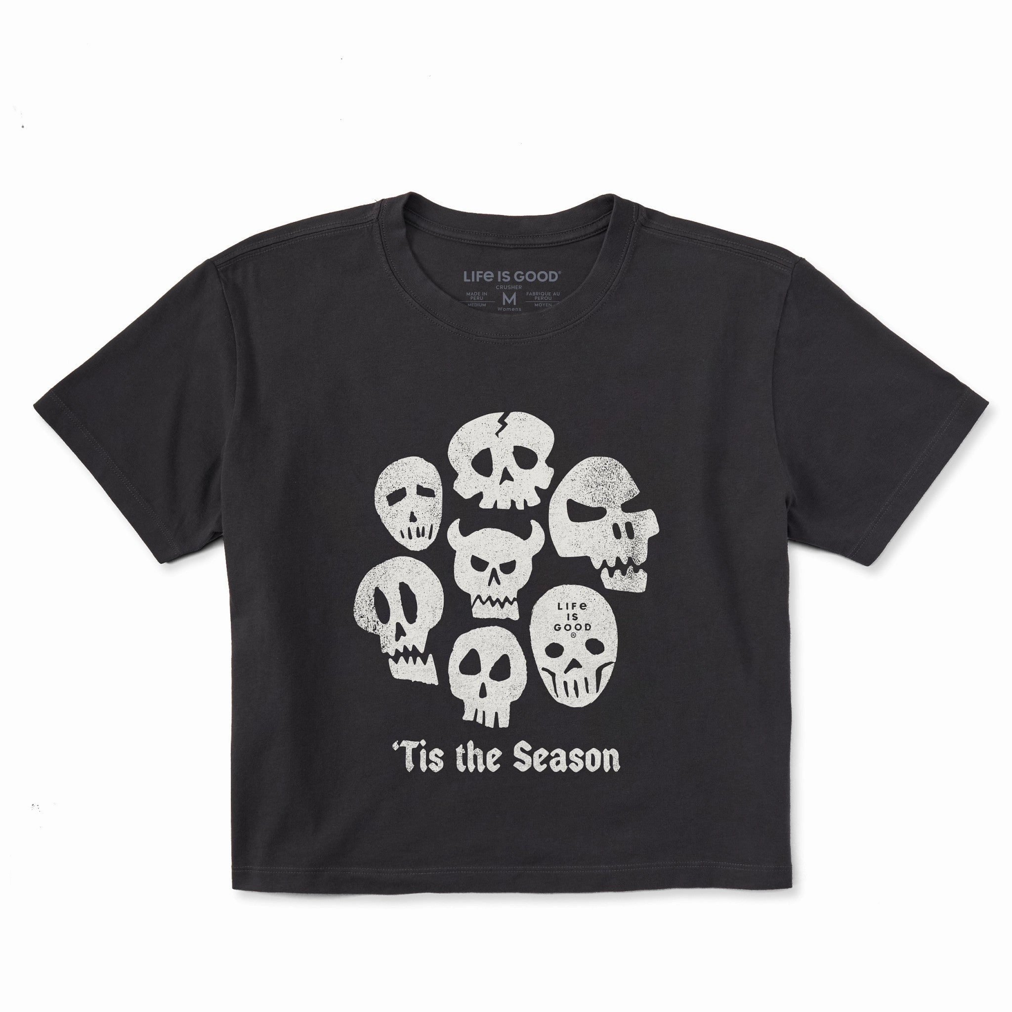 Women's Tis the Season Skulls Short Sleeve Crusher Boxy Tee Light Comfort