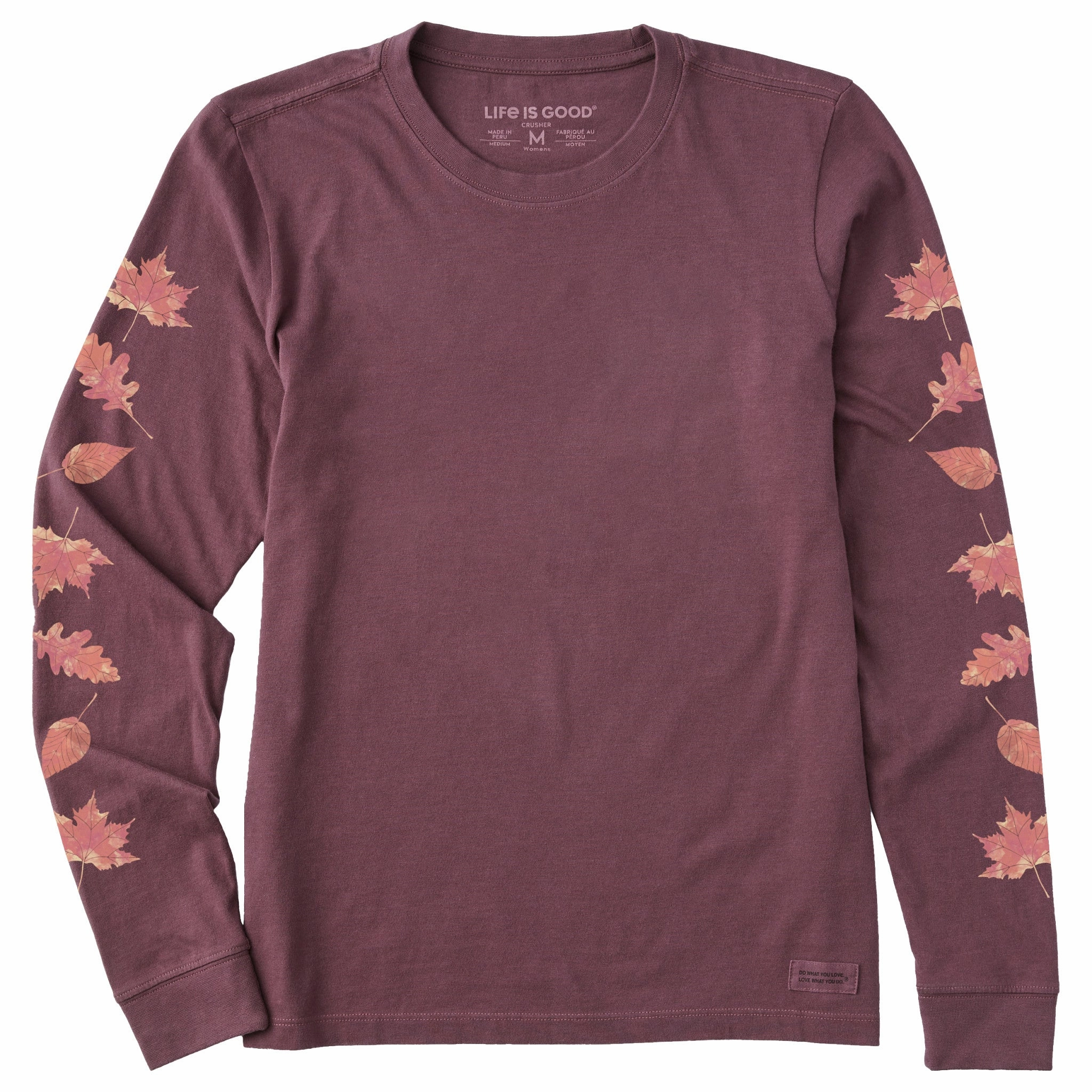 Classic Chic Women's Watercolor Fall Leaves Long Sleeve Crusher Tee
