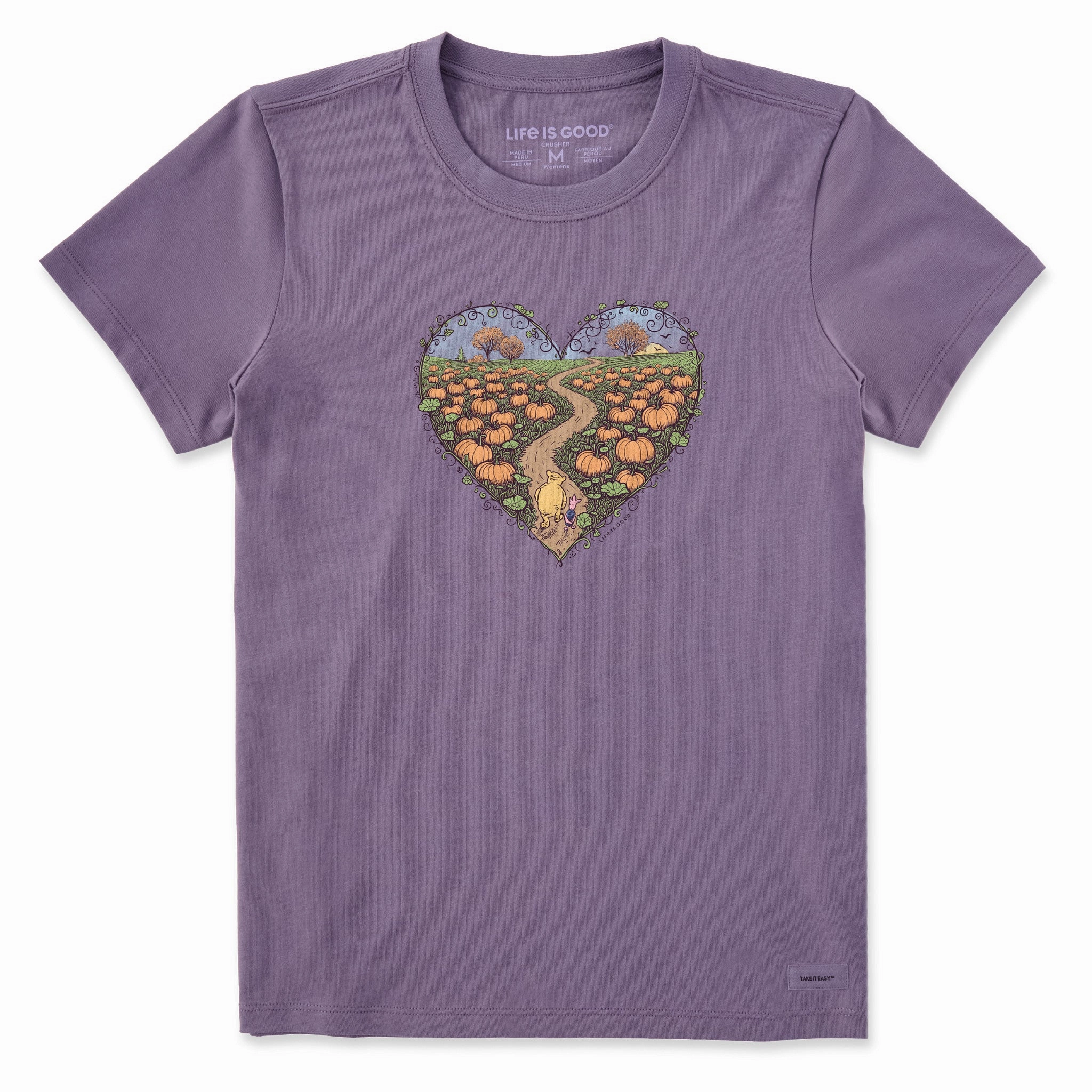 Women's Winnie & P Pumpkin Patch Heart Short Sleeve Crusher Tee Organic Cotton