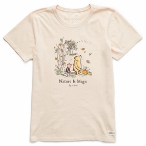 Women's Winnie and P Magic Fall Leaves Short Sleeve Crusher Tee Soft Design