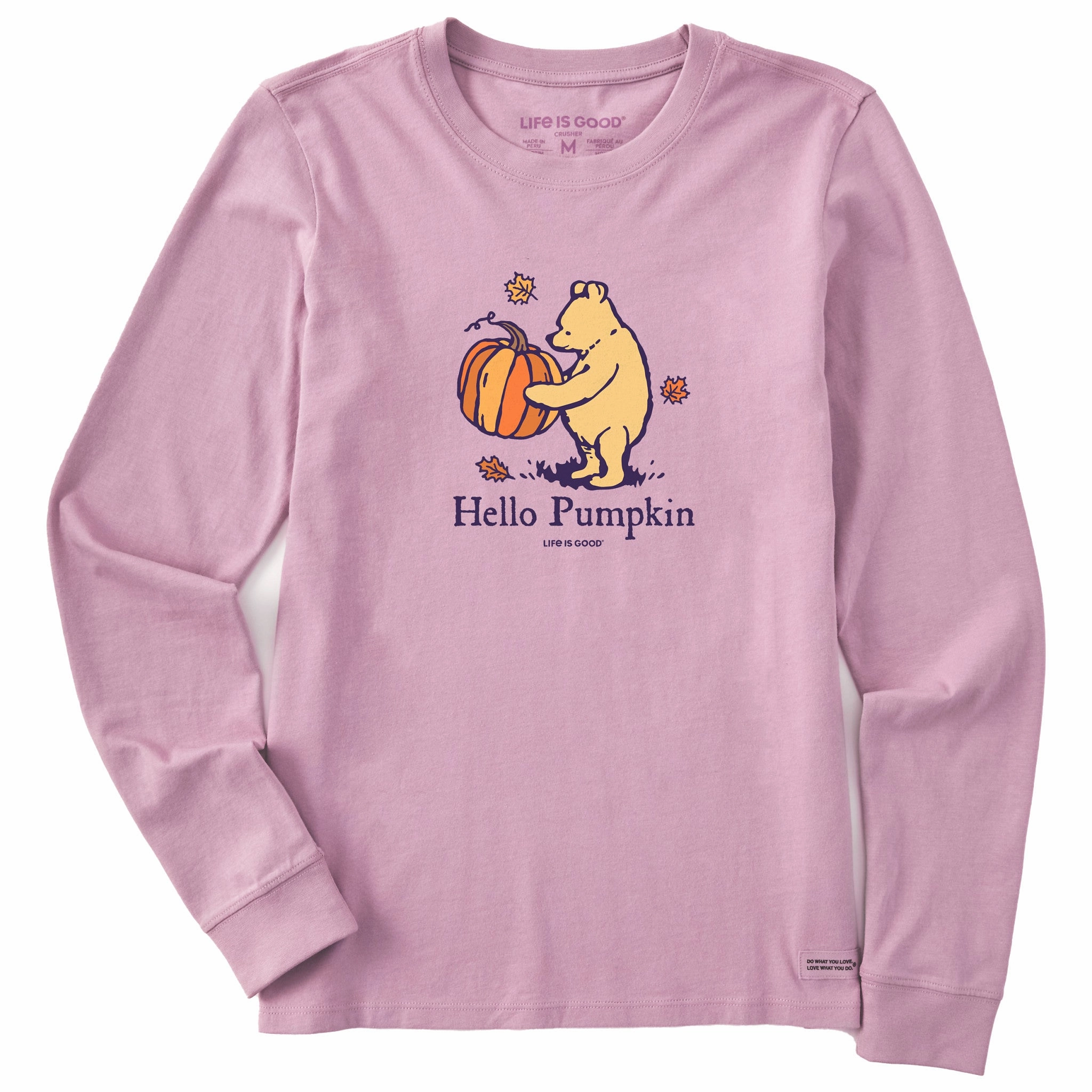 Soft Material Women's Winnie Hello Pumpkin Long Sleeve Crusher Tee