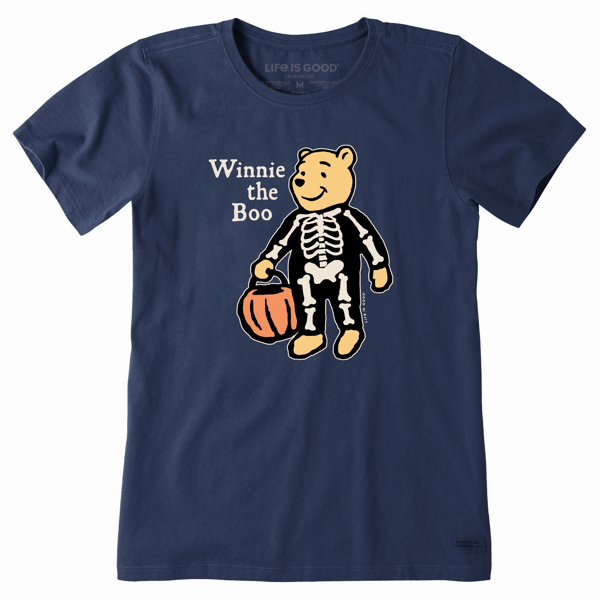 Women's Winnie the Boo-Skeleton Short Sleeve Crusher Tee Stretchable Knit hypoallergenic