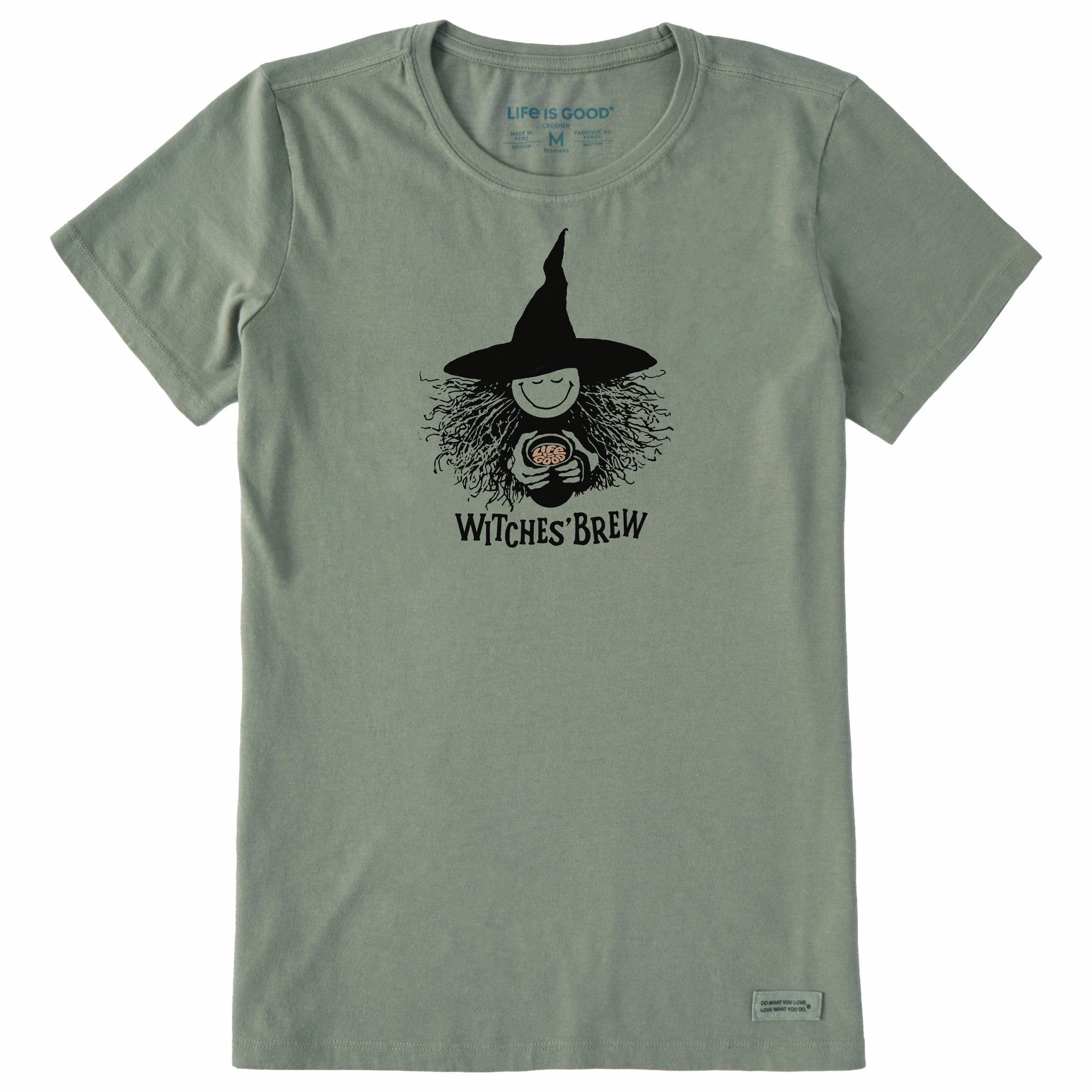 Side Vent Design Casual Look Wear Women's Witches Brew Coffee Short Sleeve Crusher Tee