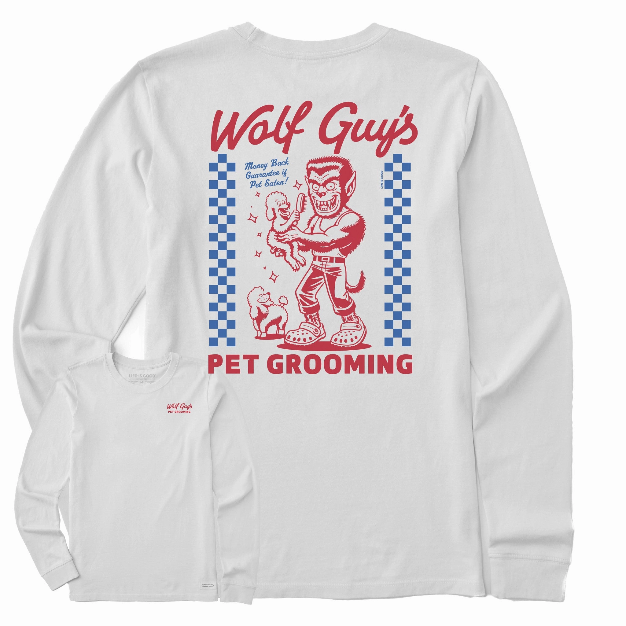 Women's Wolf Guy's Pet Grooming Long Sleeve Crusher Tee Casual Active Wear