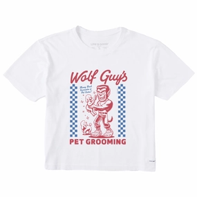 All Day Flex Women's Wolf Guy's Pet Grooming Short Sleeve Crusher Boxy Tee