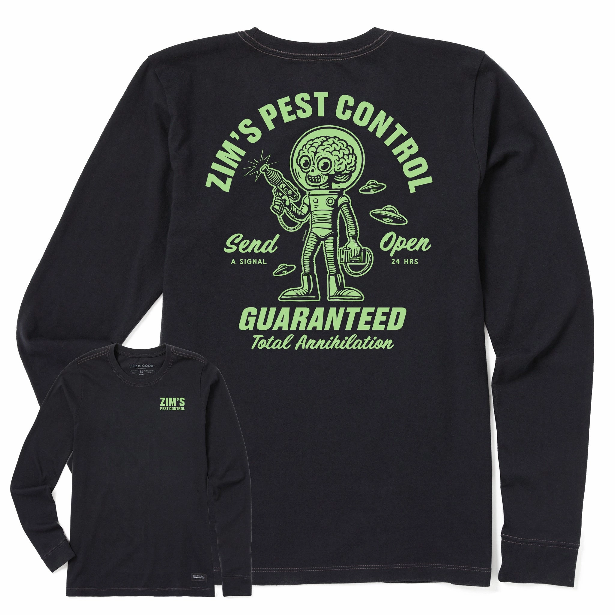Stretchable Fabric Women's Zim's Pest Control Long Sleeve Crusher Tee
