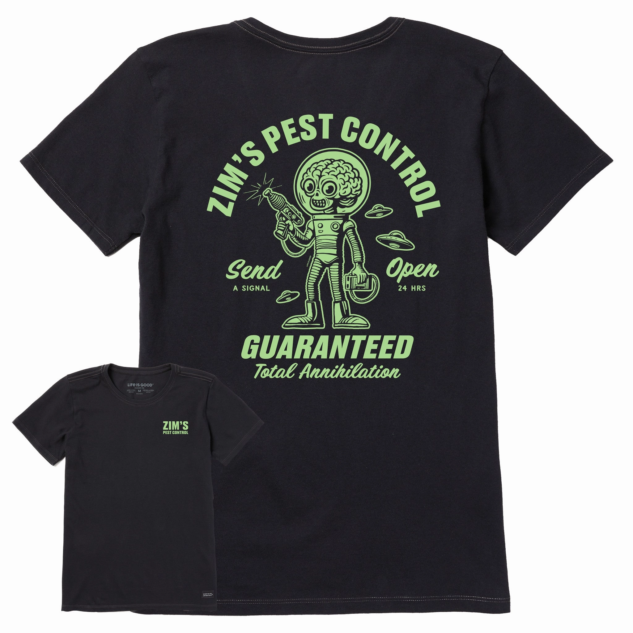 Trendy Vibe Sporty Layer Look Women's Zim's Pest Control Short Sleeve Crusher Tee