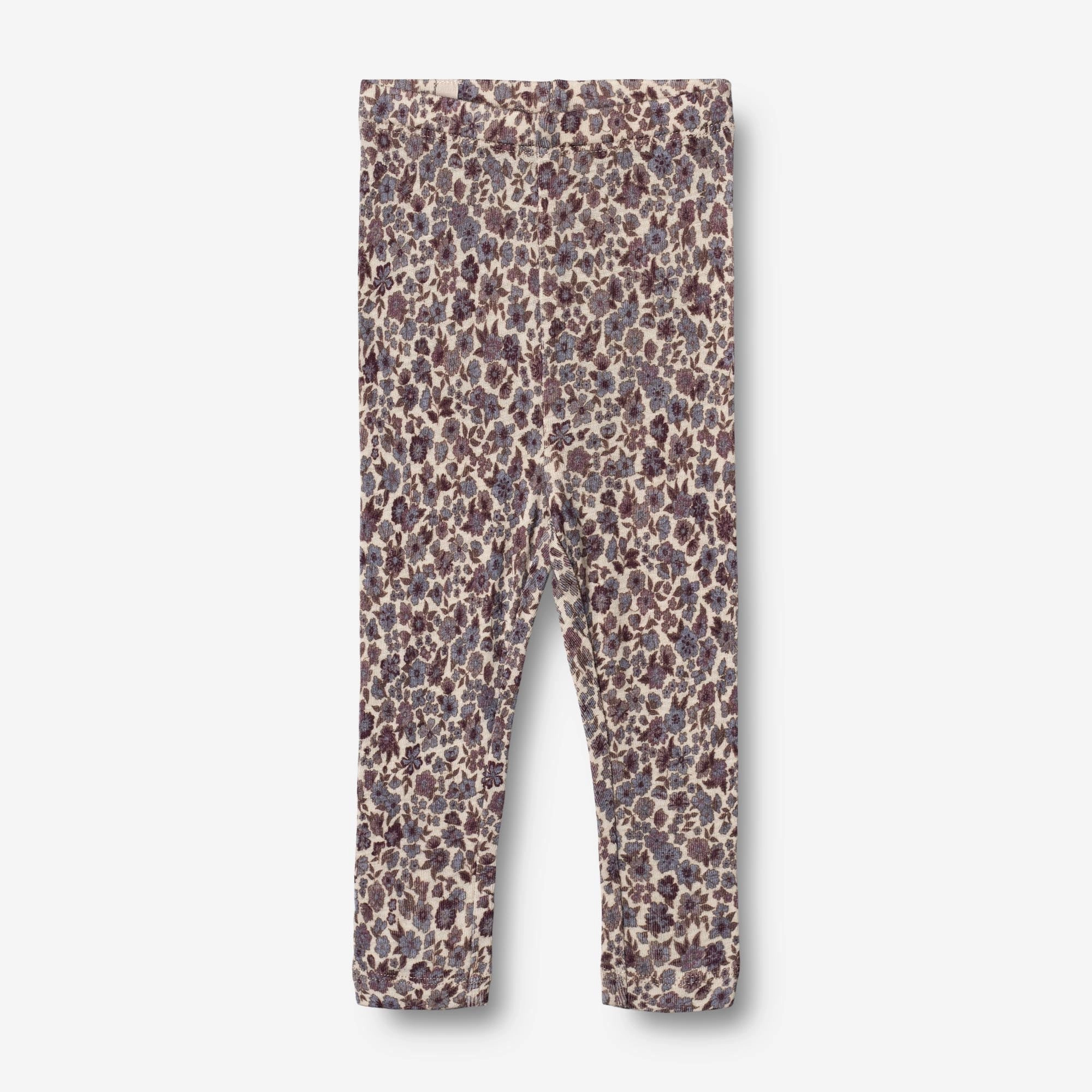 Wool Leggings | Baby - purple flowers Light Weight Flexible Neckline