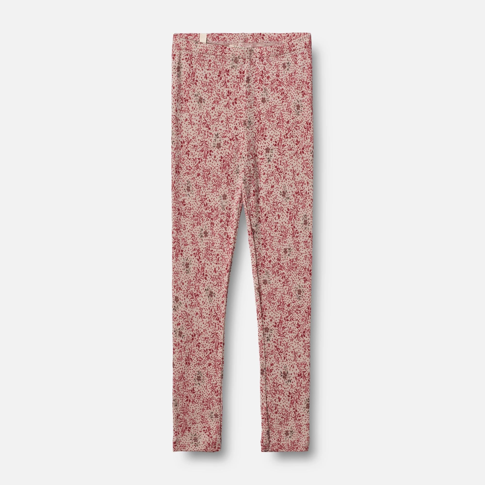 Non Irritating Edging Loop Back Finish Wool Leggings - cherry flowers