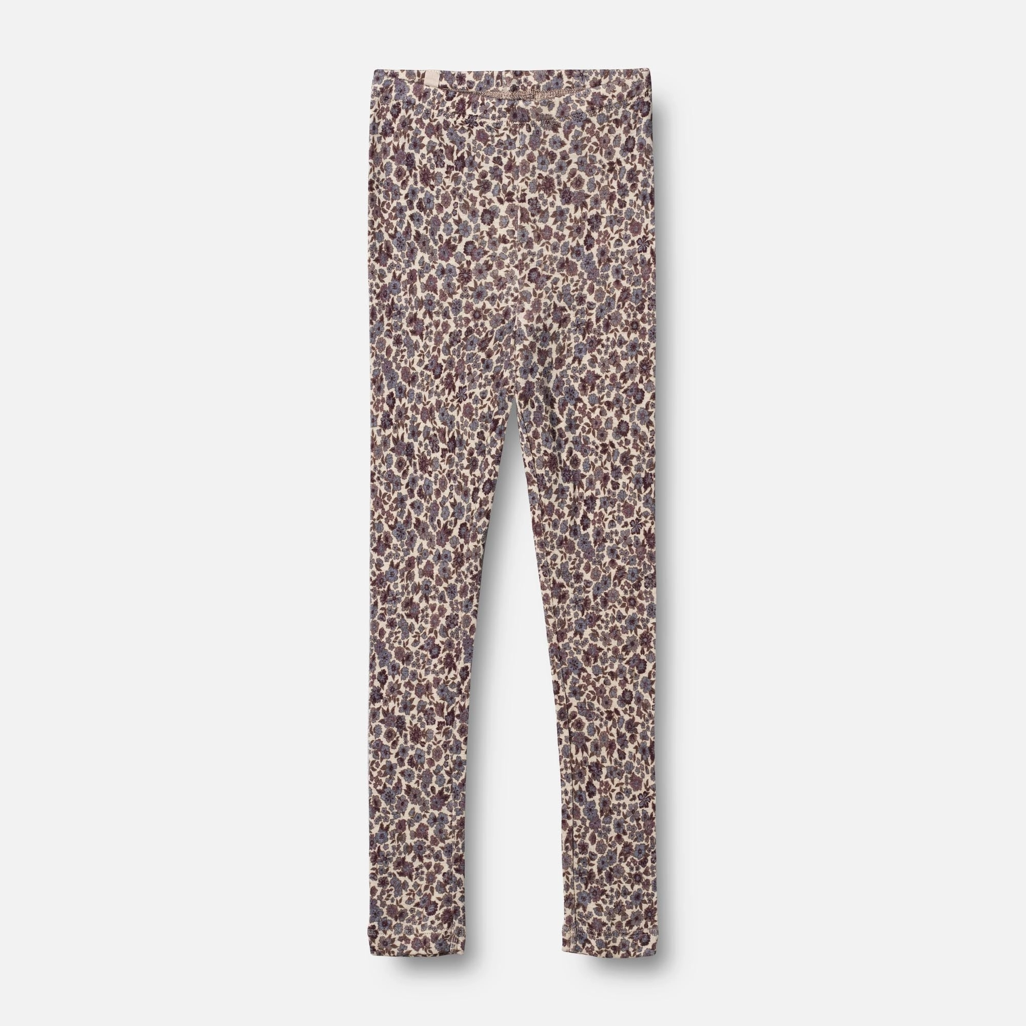 Wool Leggings - purple flowers Natural Fiber Blend