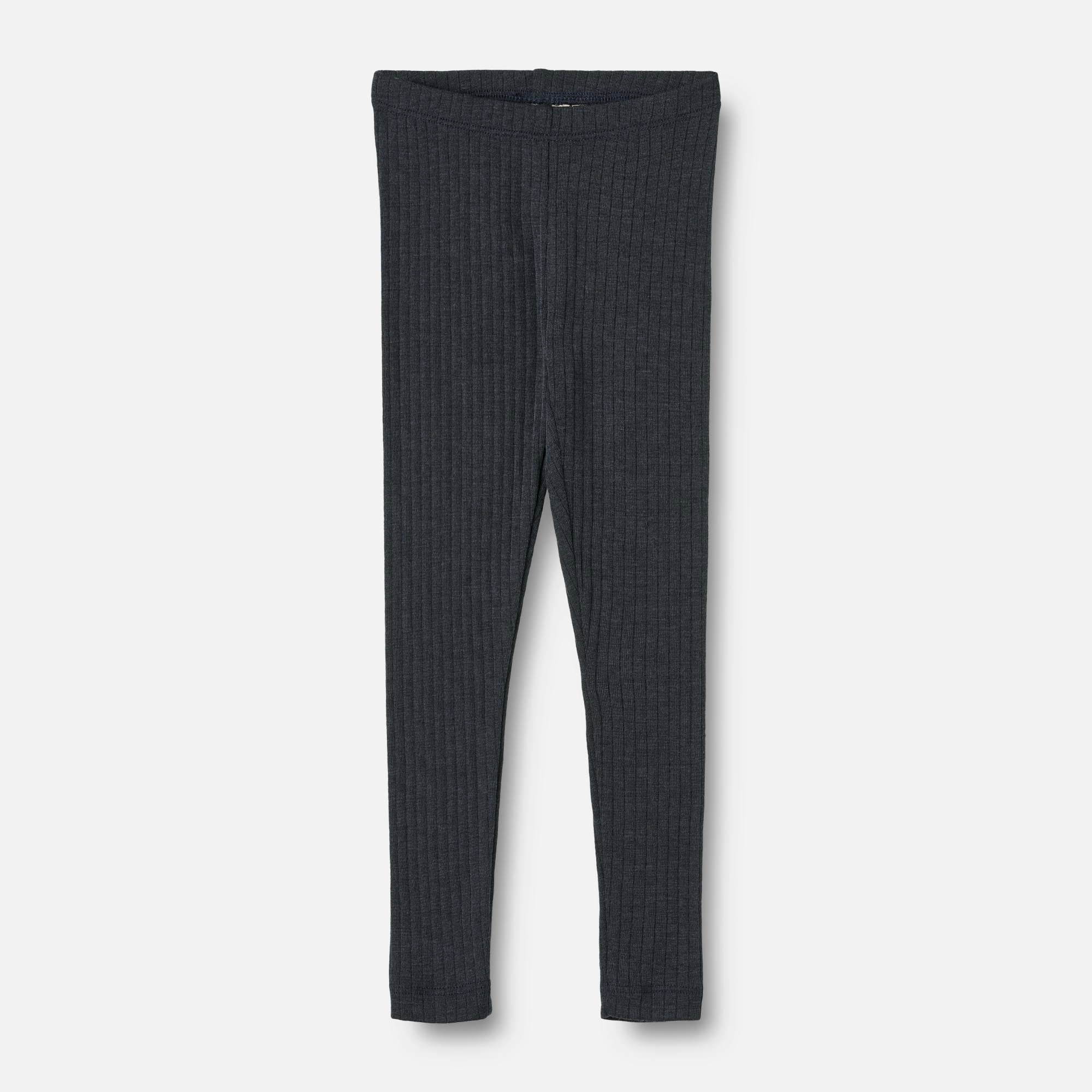 Wool Silk Leggings Agi - navy Layered Cable Pattern