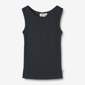 Ribbed Structure Quick Fit Wool Silk Singlet Iggy - navy