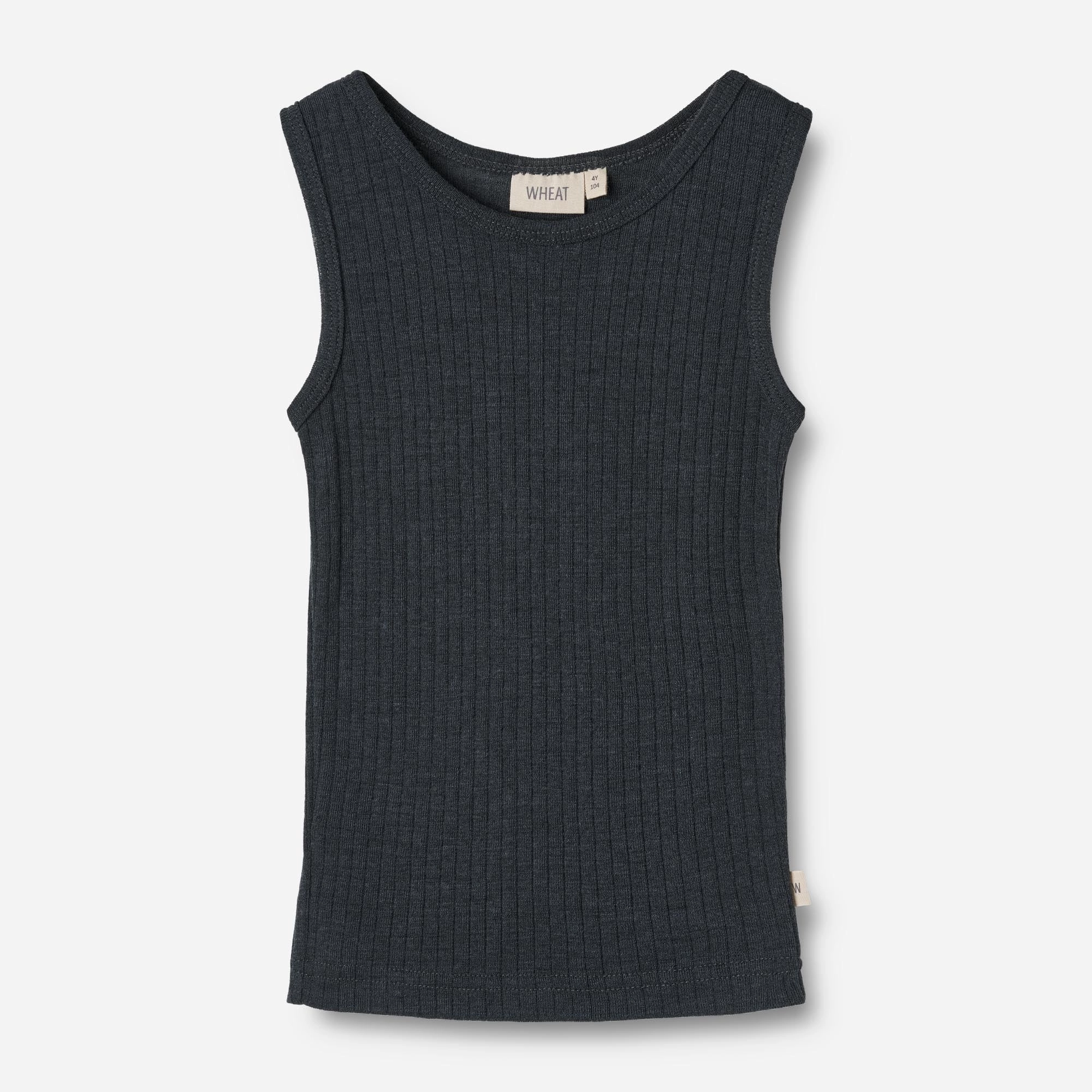 Wool Silk Singlet Iggy - navy Flatlock stitching Warm Vibe