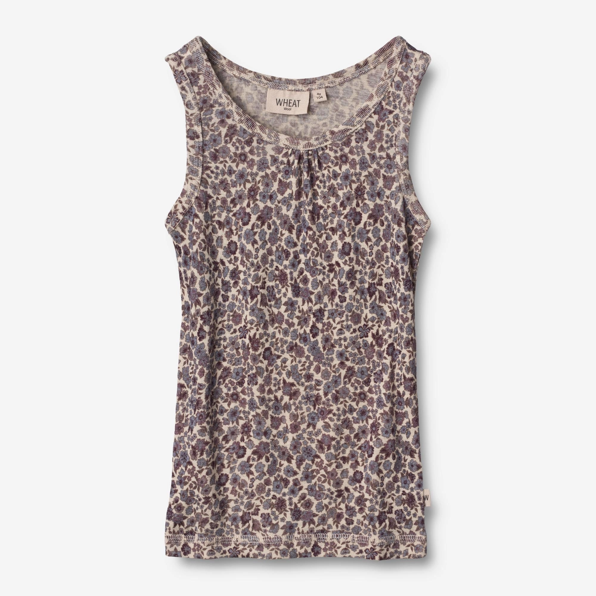 Wool Singlet Elga - purple flowers Off Duty Look