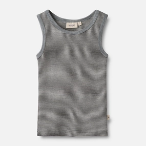 Wool Singlet Iggy - navy stripe Breathable Mesh Paneling Fall Walk