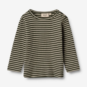 Wool T-Shirt LS | Baby - green stripe Urban Look