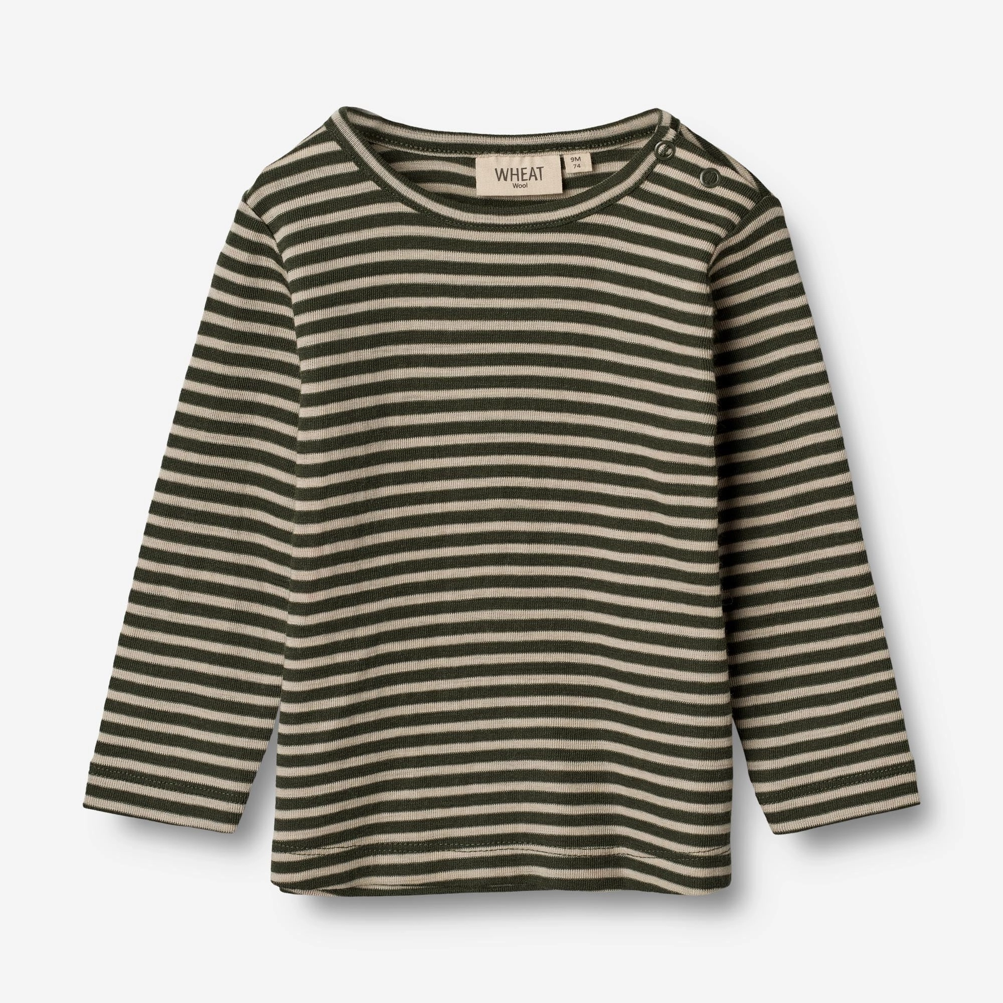 Wool T-Shirt LS | Baby - green stripe Urban Look