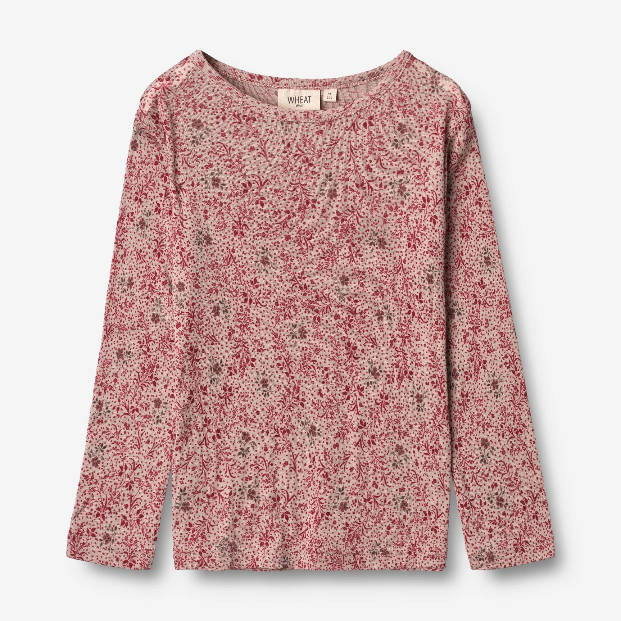 Wool T-Shirt LS - cherry flowers Layered Collar Option