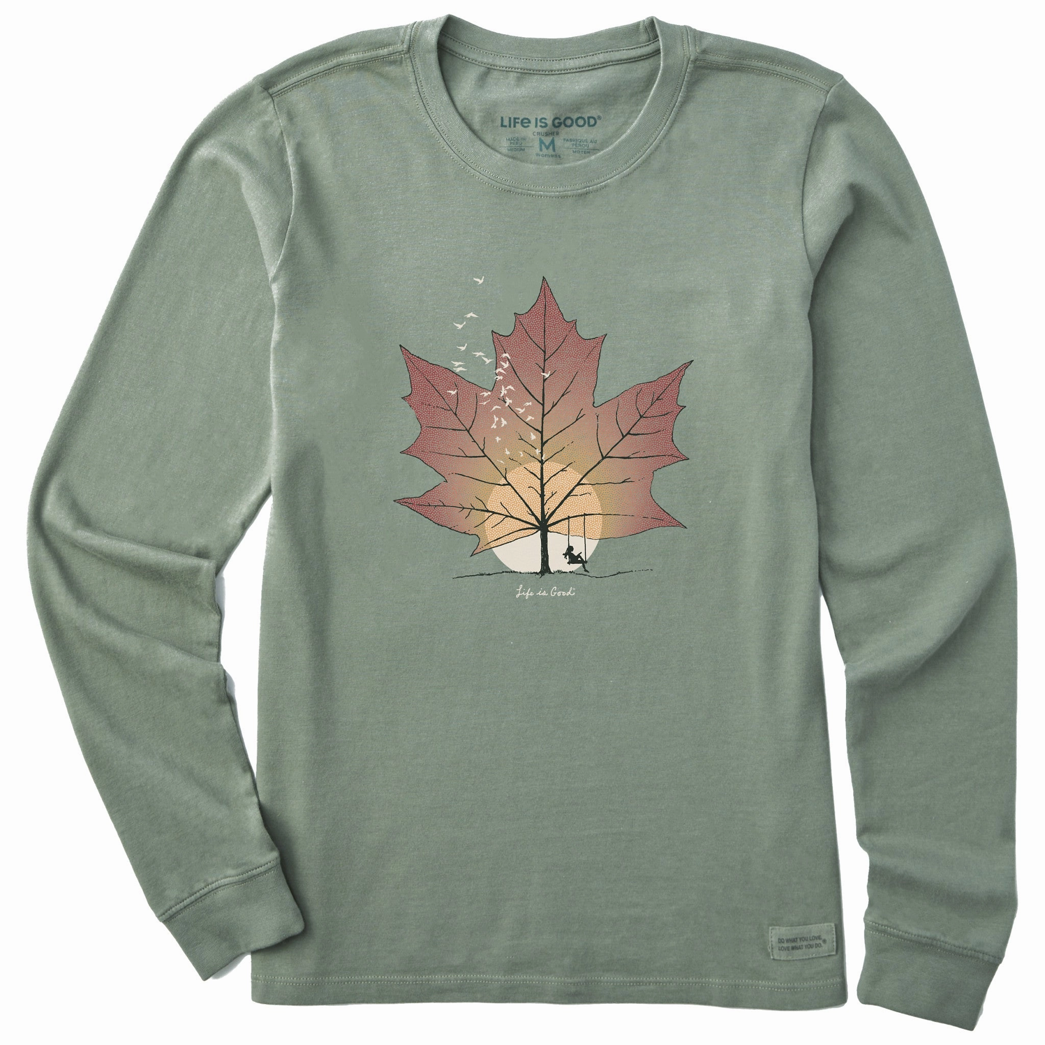 Women's Autumn Maple Sunset Long Sleeve Crusher Tee Stylish and Fun Office Attire