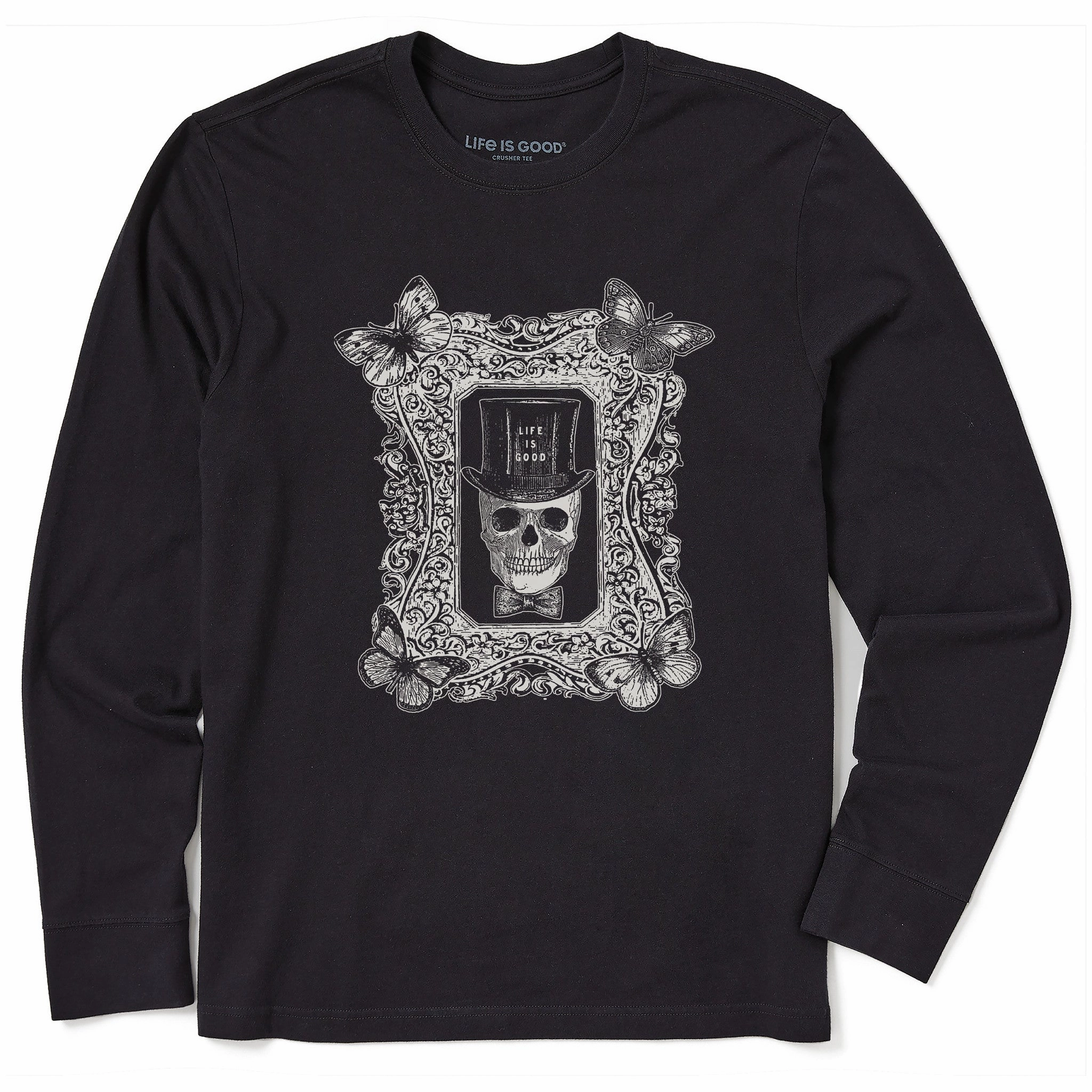 Perfect for Workouts Men's Antique Treat Every Day Skull Long Sleeve Crusher Tee