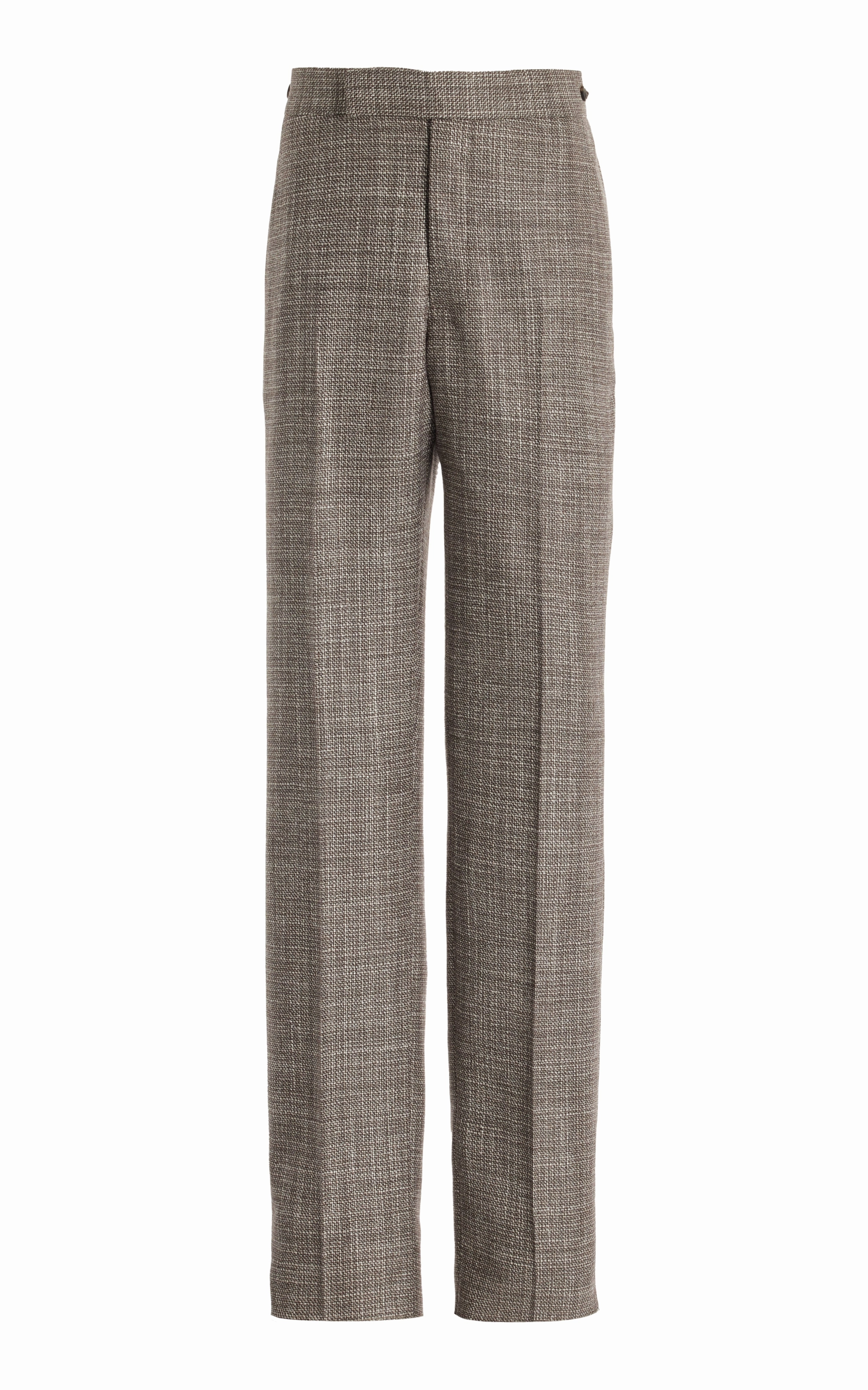 Sebastian Pant in Chocolate Virgin Wool Tweed Structured Hemline