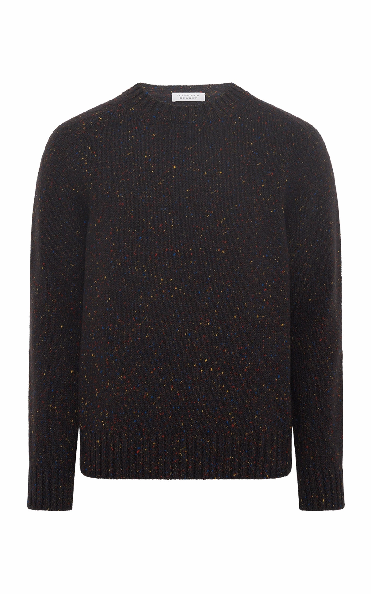 Modern Texture Simple Trend Daniel Knit Sweater in Charcoal Multi Speckle Cashmere