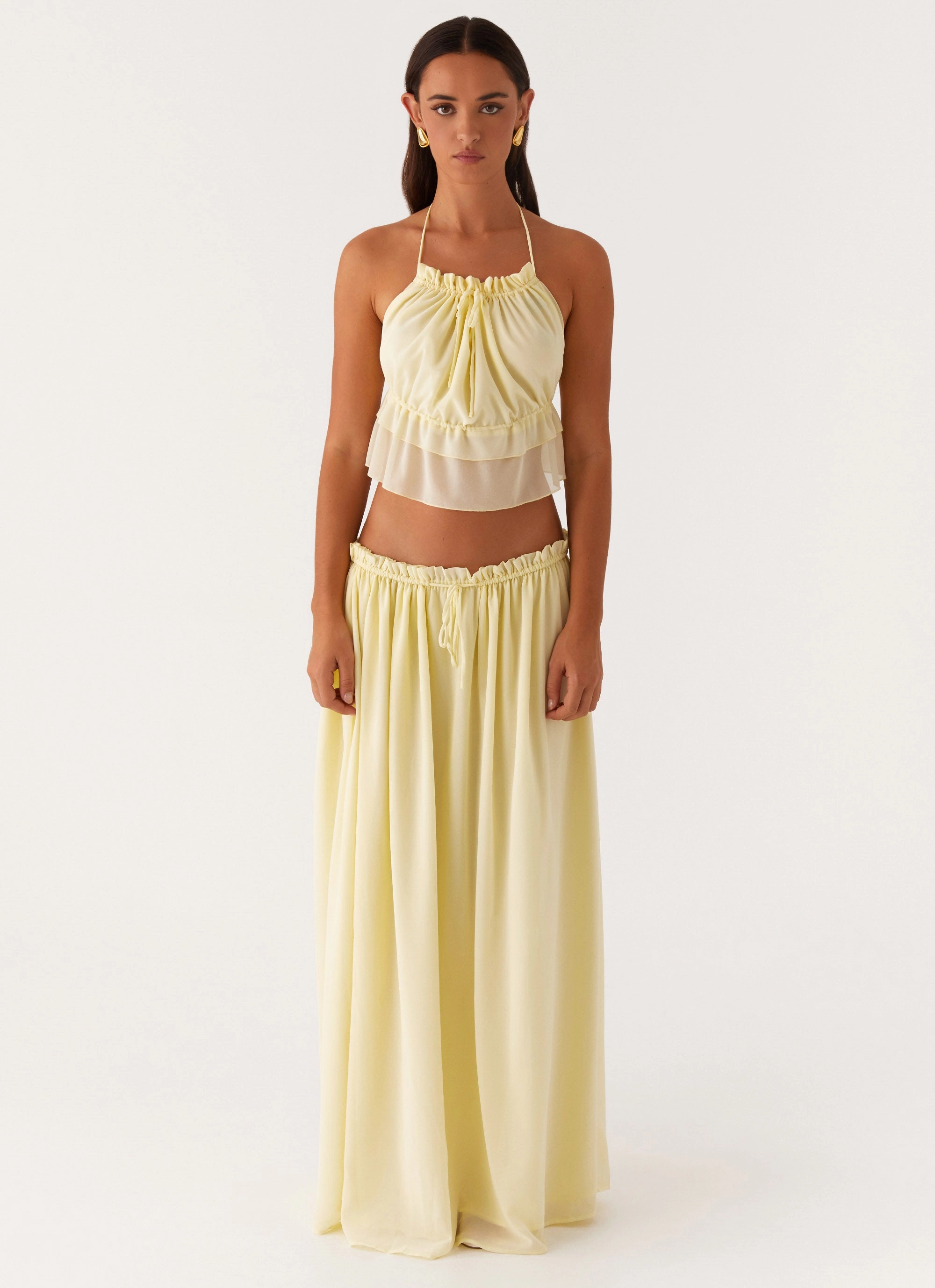 Crisscross Details Daily Favorite Zaya Maxi Skirt - Yellow