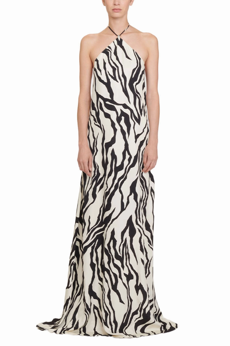 Zebra Print Long Dress Light and Comfortable Wear Weekend Ready