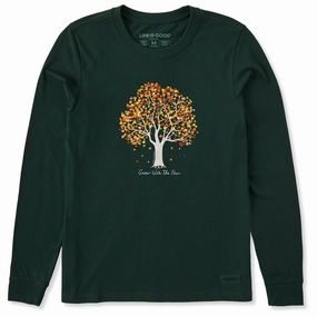 Women's Grow with the Flow Fall Heart Tree Long Sleeve Crusher Tee Casual Choice
