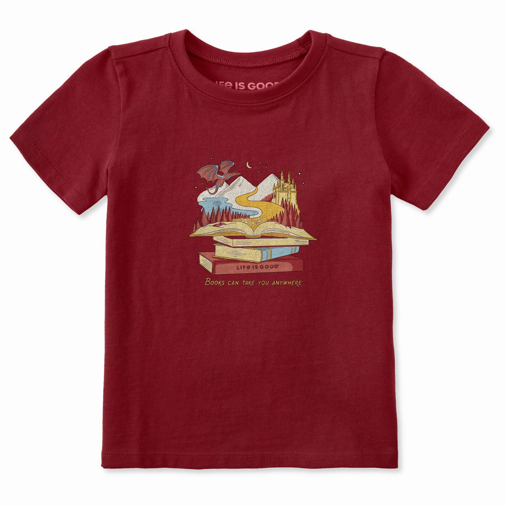 regular but not boring Eco Friendly Fabric Books Can Take You Anywhere Short Sleeve Toddler Crusher Tee
