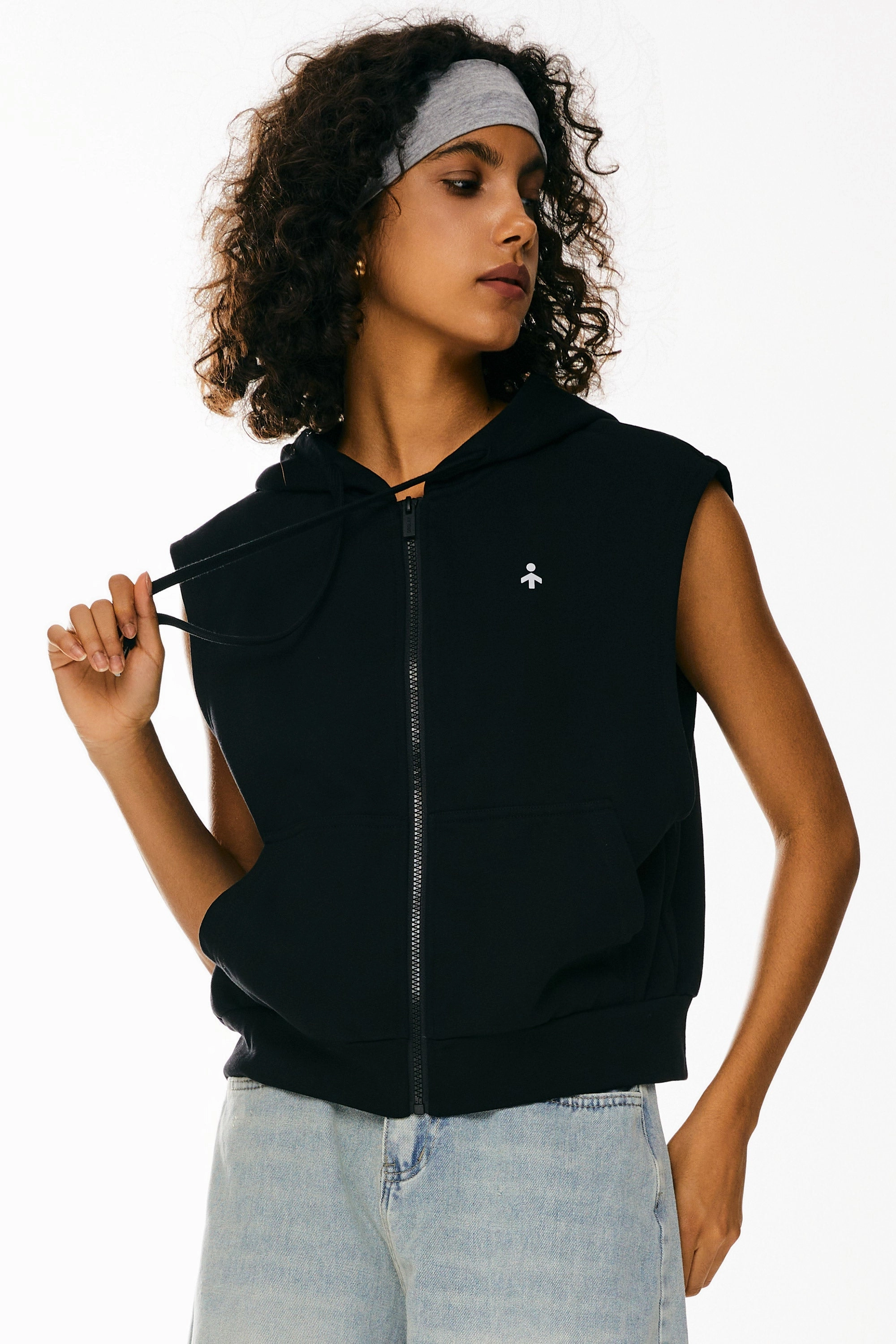 High End Zip Up Sleeveless Hoodie